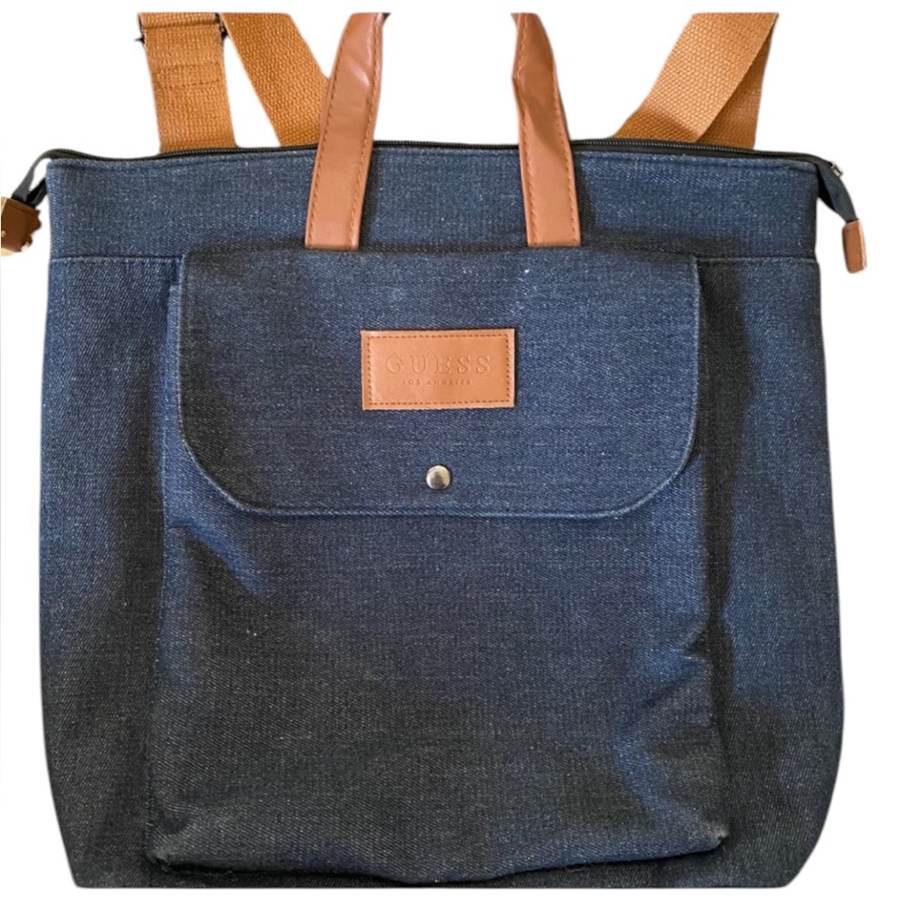 Guess dark wash denim backpack/bag tote - Picture 2 of 11